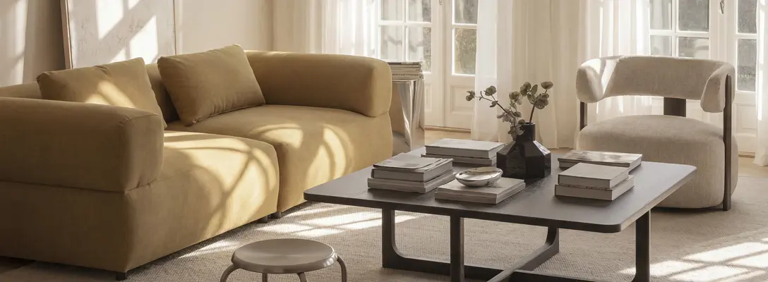 Falkner yellow sofa driscoll coffee table brown oak.
