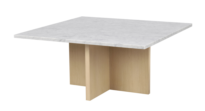 Brooksville soffbord kvadrat  vit marmor/vitpigment ek b.