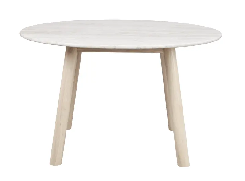 Taransay matbord Ø125 beige travertin/vitpigmenterad ek a.