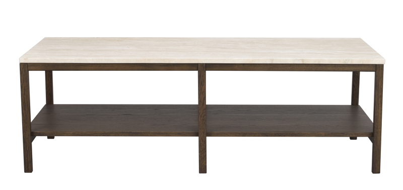 Orwel avlastningsbord 140xH45 beige travertin/brun ek A.