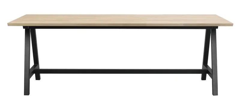 Carradale matbord 220 vitpigm ek/A-ben svart metall a.