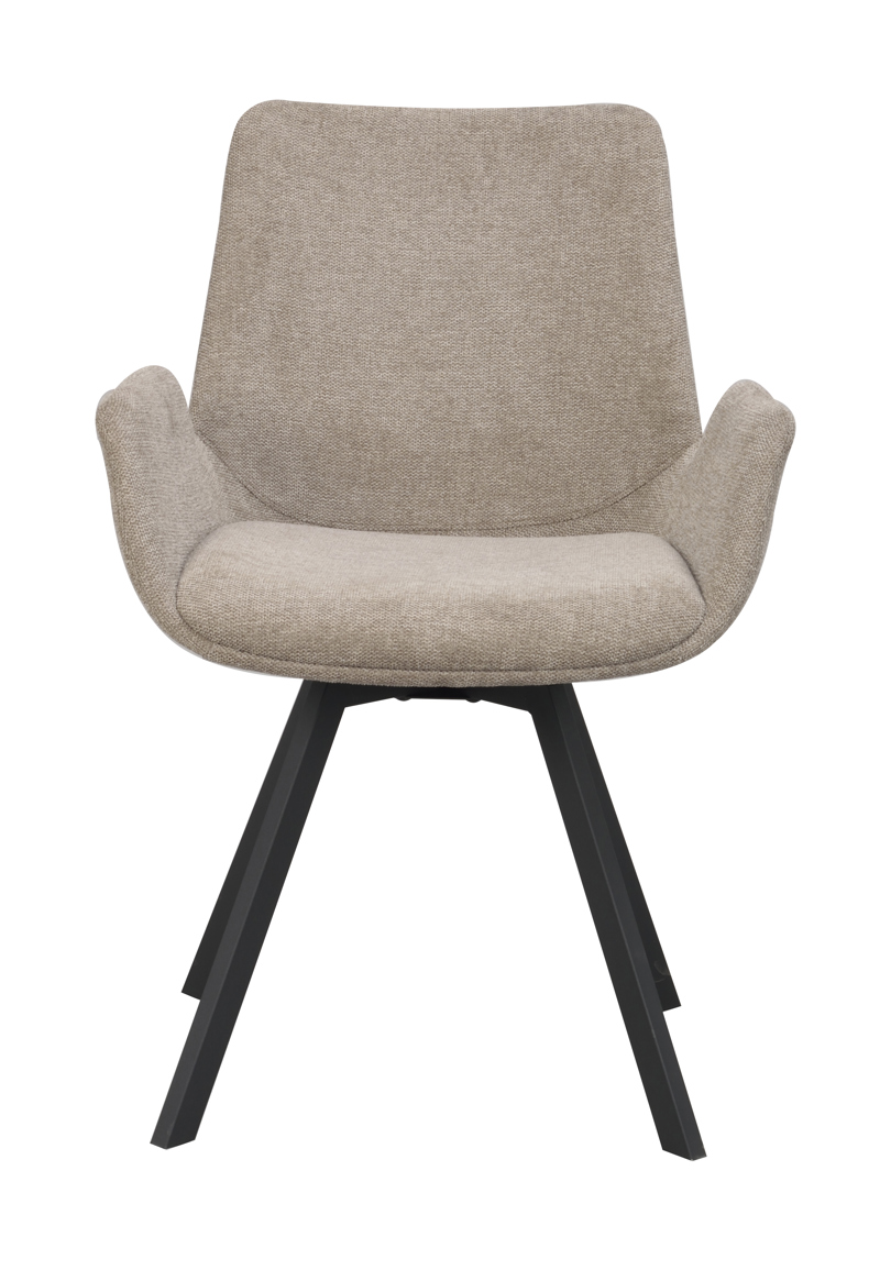 Norwell karmstol beige tyg/svarta metall snurrben a