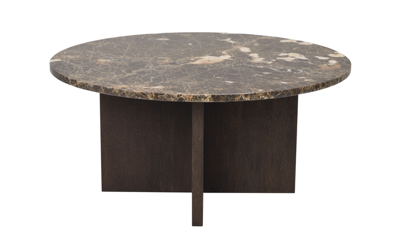 Brooksville soffbord runt Ø90 brun marmor/brun ek a.