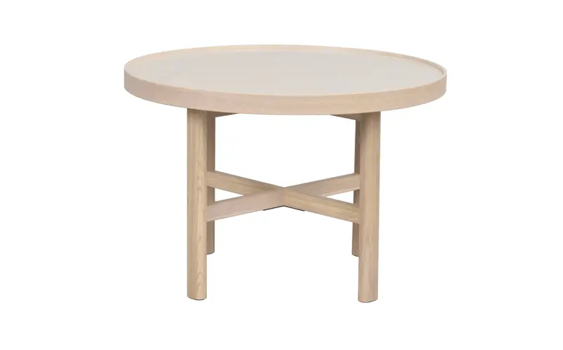 Marsden soffbord runt Ø60 beige keramik/vitpigmenterad ek a.