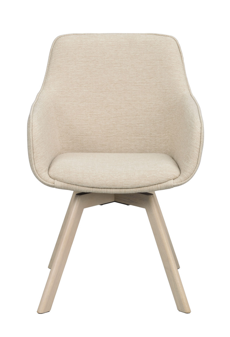 Alison karmstol ljusbeige tyg/vitpigmenterade ekben snurr a.