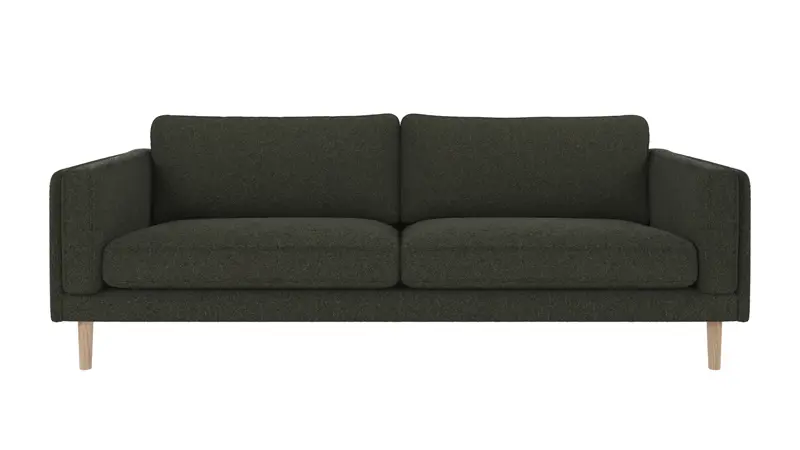 123864 b sb A Braden sofa 3-seater green fabric Alice #162 (c4) whitewash oak legs.