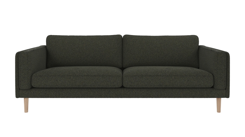 123864 b sb A Braden sofa 3-seater green fabric Alice #162 (c4) whitewash oak legs.