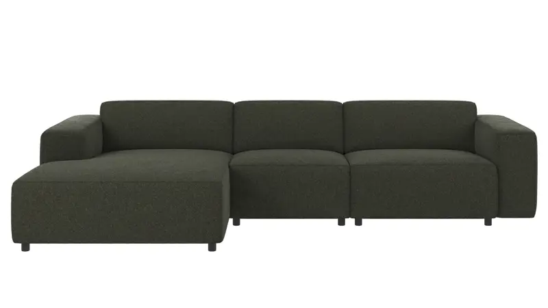 121685 b sb A Willard sofa 4 seater-chaise longue L green fabric Alice #162 (c4).