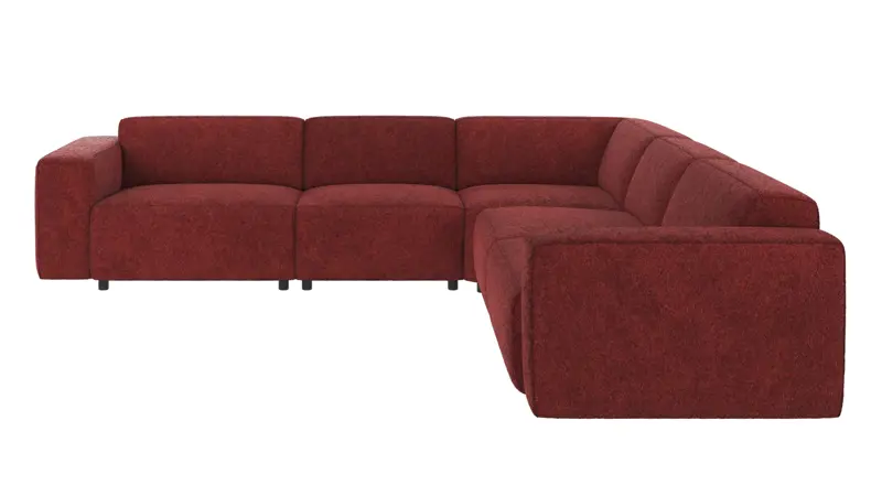 121918 b sb A Willard corner sofa 3+3-seater red fabric Anna 8 (c3).