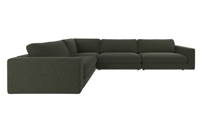 126702 b sb A Duncan corner sofa 2+3-seater green fabric Alice #162 (c4).