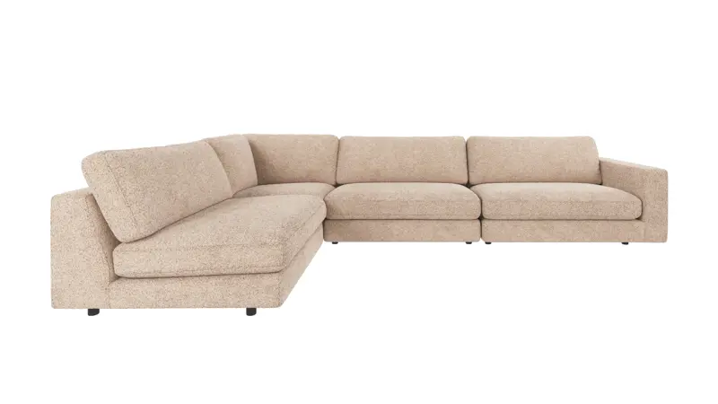 126779 b sb A Duncan corner sofa 2+3-seater open L light beige fabric Anna 2 (c3).