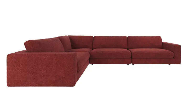 126786 b sb A Duncan corner sofa 2+3-seater red fabric Anna 8 (c3).
