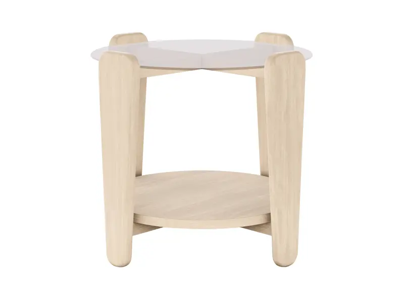 Arran soffbord Ø52 vitpigmenterad ek/glas a.