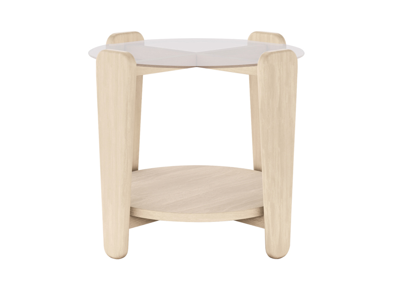 Arran soffbord Ø52 vitpigmenterad ek/glas a.