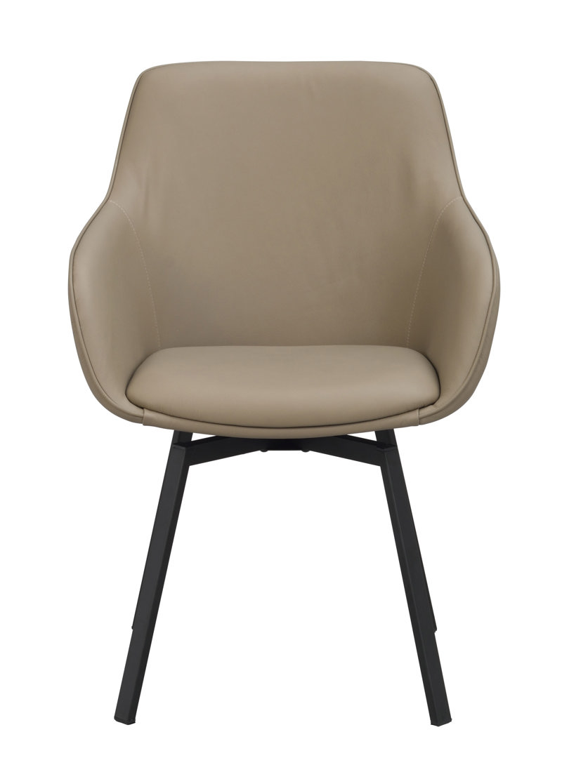 118147 b sb a Alison swivel armchair beige leather black.