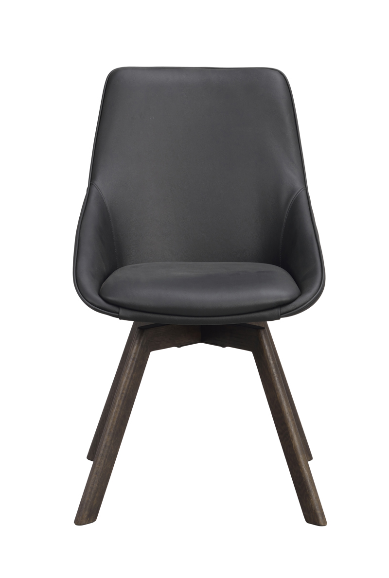 118132 b sb a Alison swivelchair black leather brown oak.