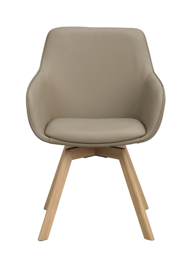 118144 b sb a Alison swivel armchair beige leather oak.
