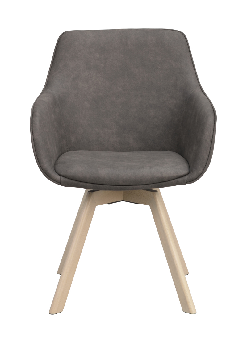 118091 b sb a Alison swivel armchair dark grey microfiber whitepigm. oak.