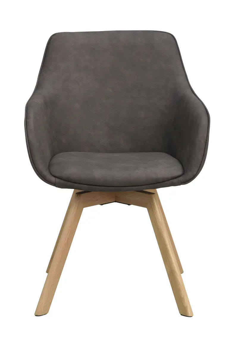 118090 b sb a Alison swivel armchair dark grey microfiber oak.