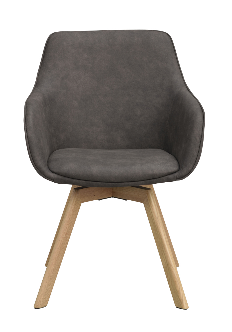 118090 b sb a Alison swivel armchair dark grey microfiber oak.