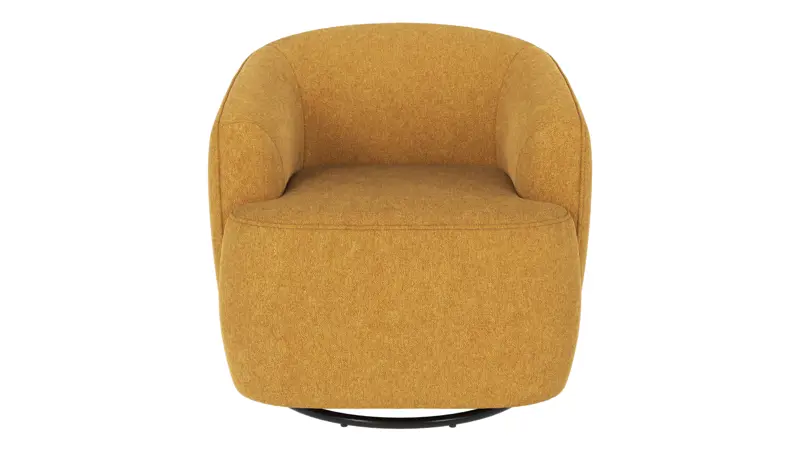 125429 b sb A Dermot lounge chair swivel+swing yellow fabric Brenda #68 (c1).