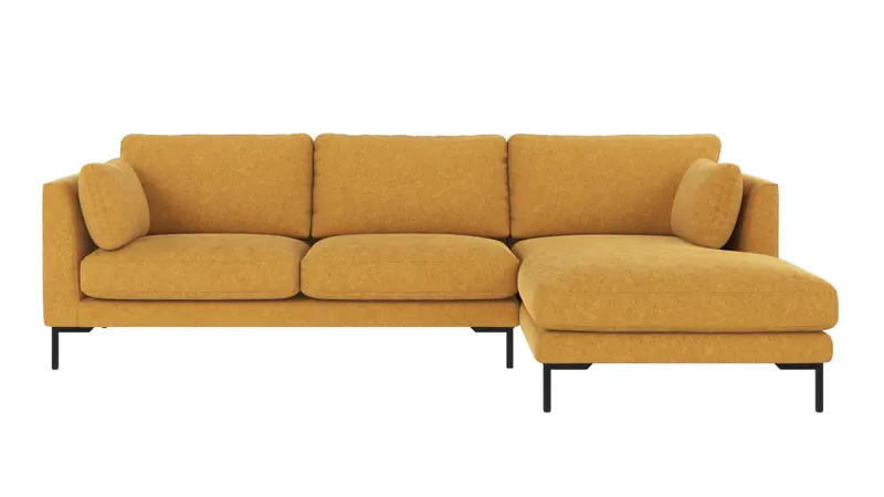129263 b sb A Corwin sofa 3,5-seater-chaise longue R yellow fabric Brenda #68 (c1).