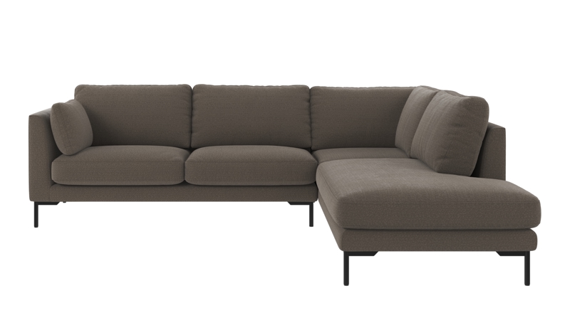 129184 b sb A Corwin corner sofa 2,5+2,5-seater open end R medium grey fabric Rita #108 (c2).