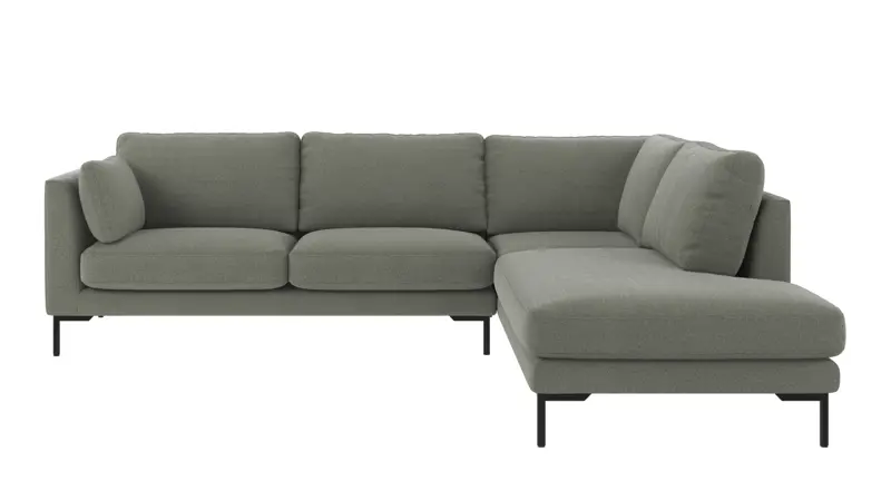 129204 b sb A Corwin corner sofa 2,5+2,5-seater open end R green fabric Rita #158 (c2).