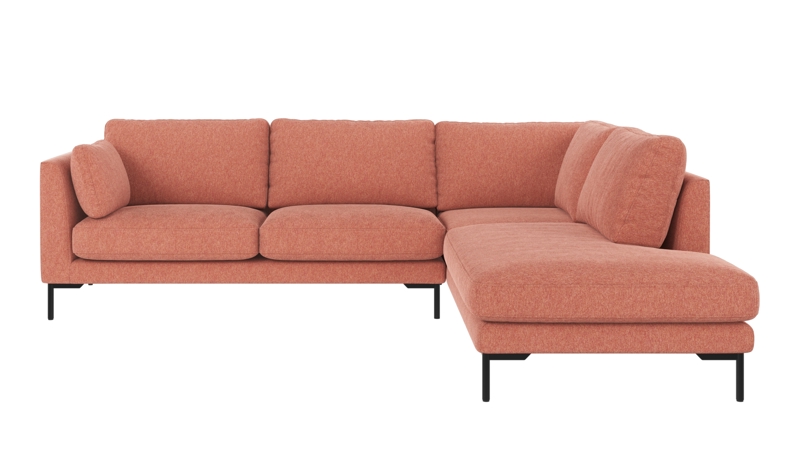 129254 b sb A Corwin corner sofa 2,5+2,5-seater open end R red fabric Brenda #52 (c1).