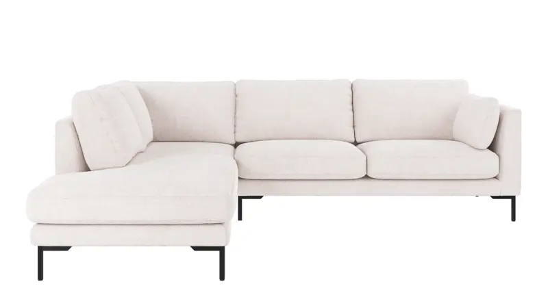 129426 b sb A Corwin corner sofa 2,5+2,5-seater open end L white fabric Greg #1 (c2).