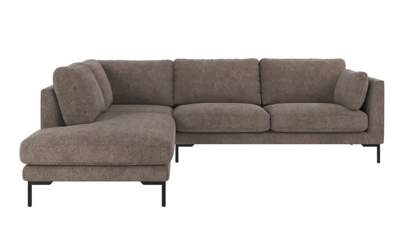 129446 b sb A Corwin corner sofa 2,5+2,5-seater open end L dark beige fabric Greg #7 (c2).