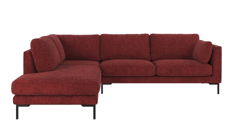 129566 b sb A Corwin corner sofa 2,5+2,5-seater open end L red fabric Anna #8 (c3).