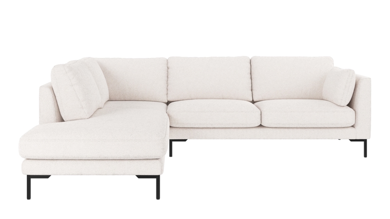 129606 b sb A Corwin corner sofa 2,5+2,5-seater open end L white fabric Alice #101 (c4).