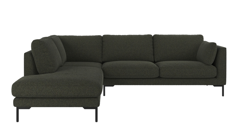 129626 b sb A Corwin corner sofa 2,5+2,5-seater open end L green fabric Alice #162 (c4).