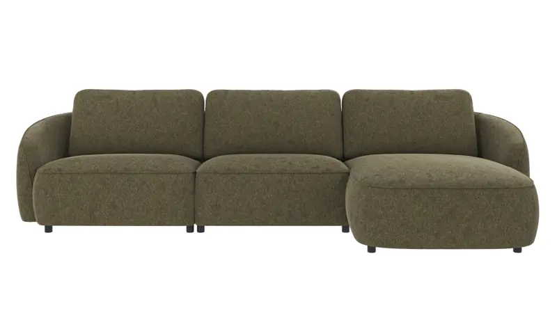 124683 b sb A Norris sofa 4-seater-chaise longue R green fabric Brenda #77 (c1).