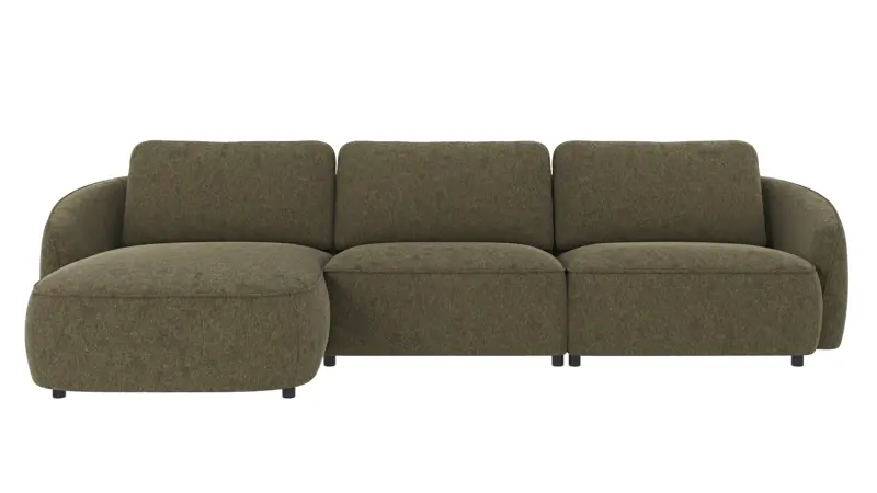 124685 b sb A Norris sofa 4-seater-chaise longue L green fabric Brenda #77 (c1).