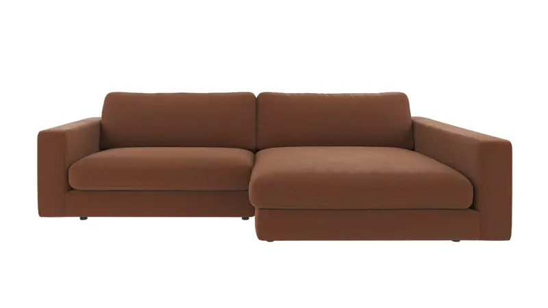 124366 b sb A Duncan sofa 3-seater chaise longue R red fabric Rita #96 (c2).