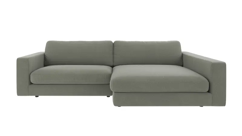 124396 b sb A Duncan sofa 3-seater chaise longue R green fabric Rita #158 (c2).