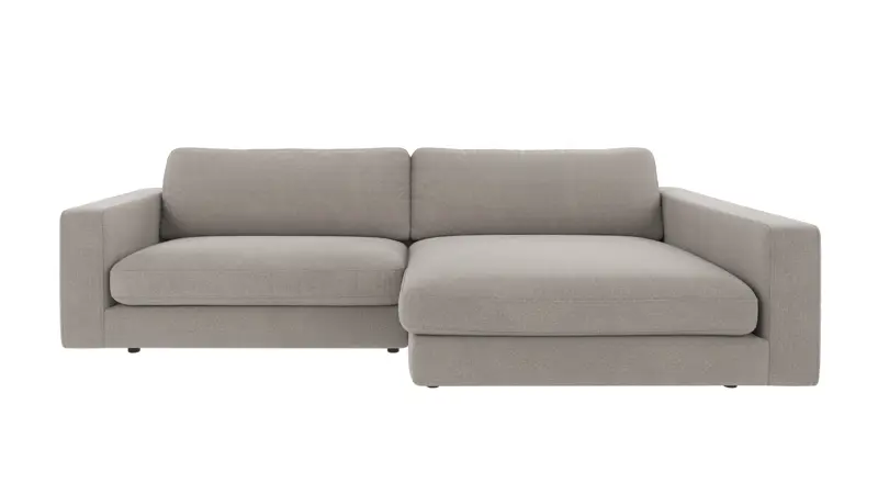 124406 b sb A Duncan sofa 3-seater chaise longue R light grey fabric Rita #167 (c2).