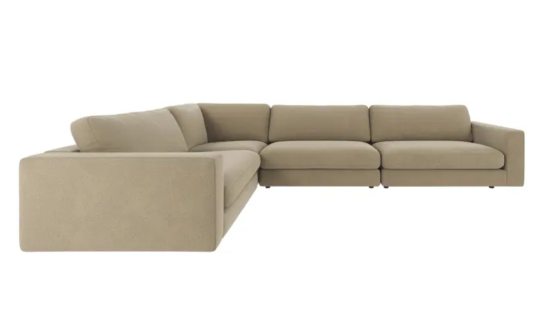126816 b sb A Duncan corner sofa 2+3-seater dark beige fabric Rita #109 (c2).