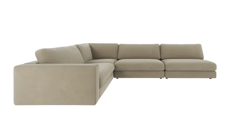 126818 b sb A Duncan corner sofa 2+3-seater open R dark beige fabric Rita #109 (c2).