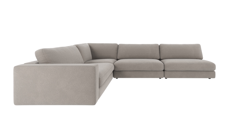 126826 b sb A Duncan corner sofa 2+3-seater open R light grey fabric Rita #167 (c2).