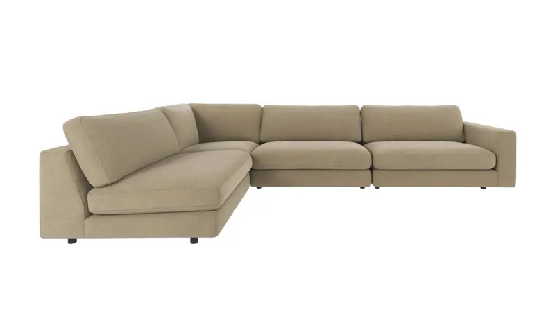 126817 b sb A Duncan corner sofa 2+3-seater open L dark beige fabric Rita #109 (c2).