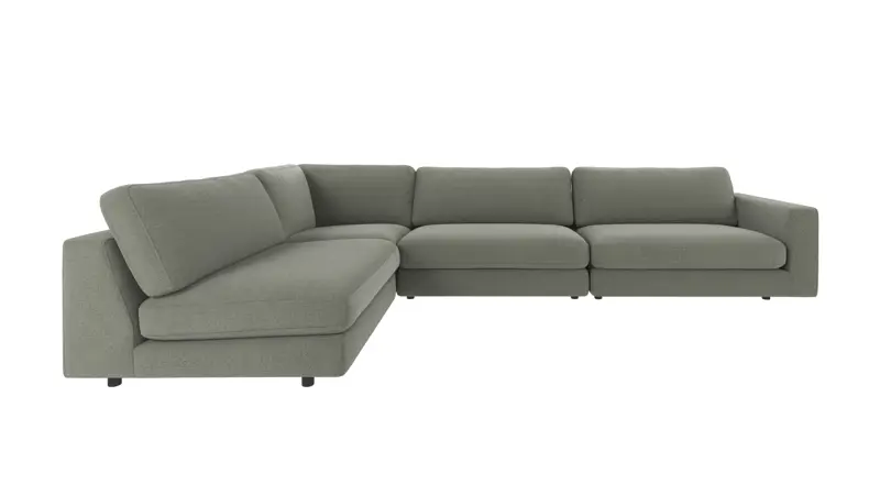 126821 b sb A Duncan corner sofa 2+3-seater open L green fabric Rita #158 (c2).