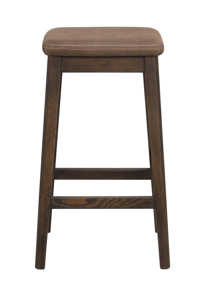 149020 b sb A Livermore barstool brown oak darkbrown leather look fabric.