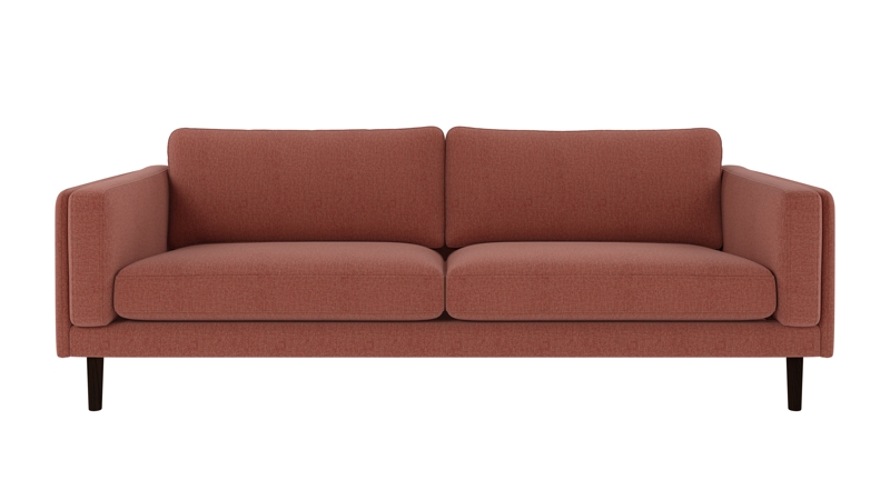 123745 b sb A Braden sofa 3-seater red fabric Brenda #52 (c1) brown oak legs.