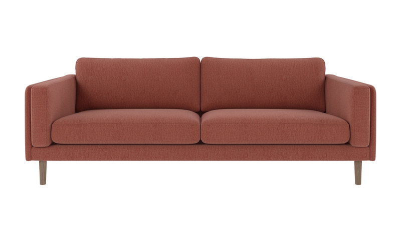 123744 b sb A Braden sofa 3-seater red fabric Brenda #52 (c1) whitewash oak legs.