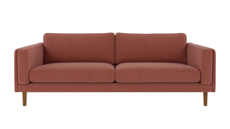 123743 b sb A Braden sofa 3-seater red fabric Brenda #52 (c1) oak legs.