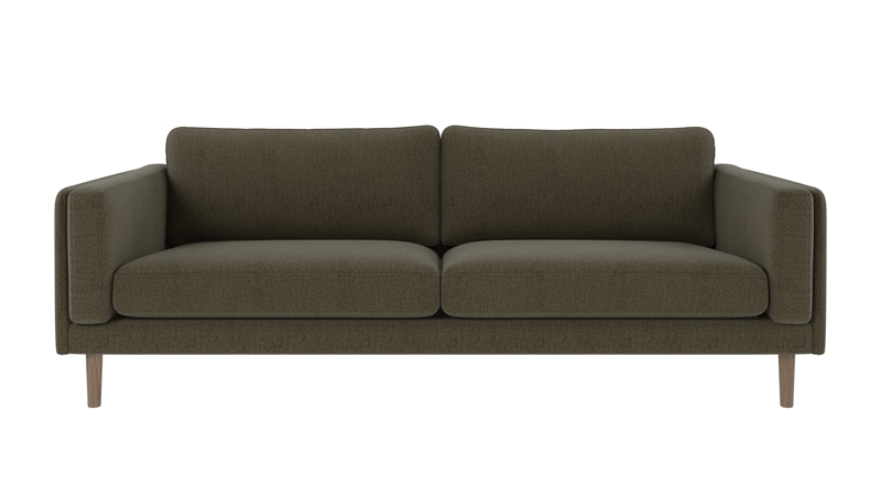 123752 b sb A Braden sofa 3-seater green fabric Brenda #77 (c1) whitewash oak legs.
