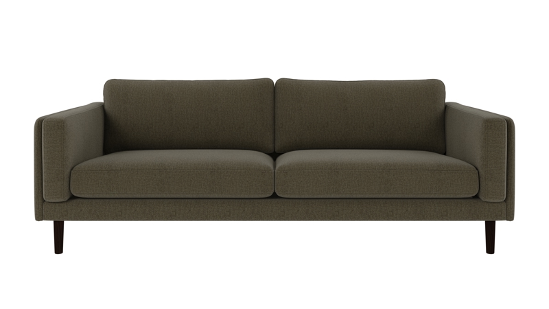 123753 b sb A Braden sofa 3-seater green fabric Brenda #77 (c1) brown oak legs.